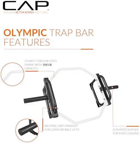 CAP Olympic Trap & Shrug Bar with Elevated Grip, 500-Lb Capacity - Image 3