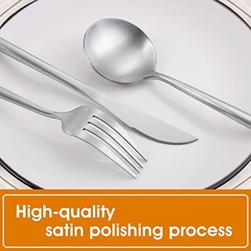 VANVRO Matte Satin Finish Silverware Set, 40-Piece Tableware Cutlery Set, Utensils Set Service for 8, Dishwasher Safe - Image 4