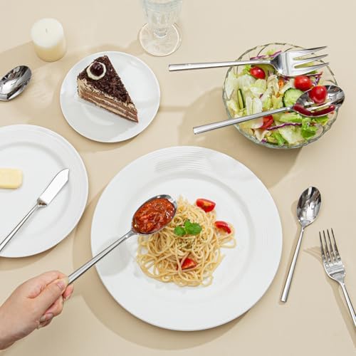 45-Piece Silverware Set with Serving Utensils, Forged Flatware Cutlery Set - Image 6