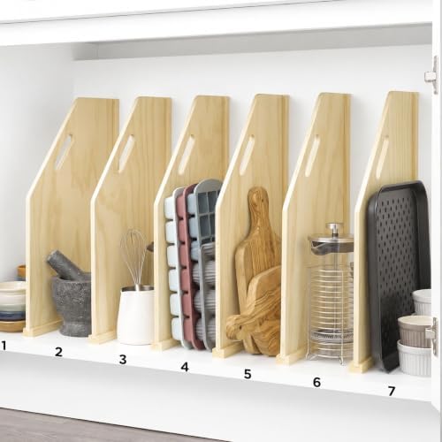 Nuanchu 6 Pack Wood Tray Dividers for Cabinet, Cookie Sheet Organizer by Nuanchu