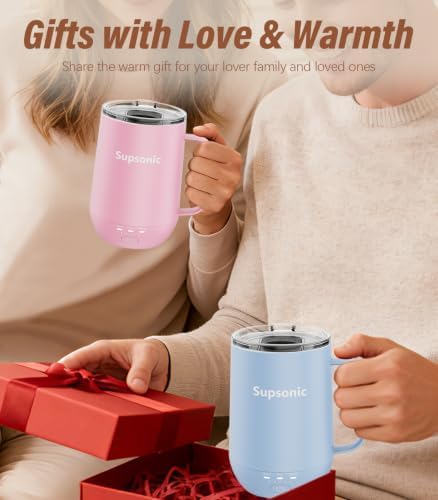 Supsonic - 16oz Self Heating Coffee Mug, Smart Heated Coffee Mug Faster Direct-Contact Heating Up to 149°F, Coffee Mug Warmer Set with Auto Shut-Off - Gifts for Men Women | S2 - Image 6