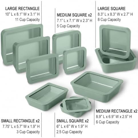 Glass Food Storage Set, 10 Containers + 10 Glass Lids, Willow - Image 2