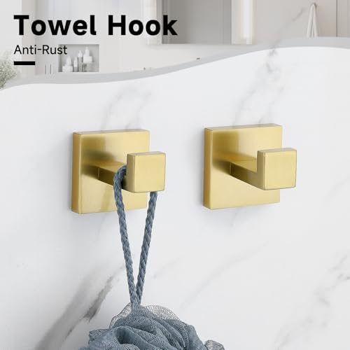 Brushed Gold 5-Pieces Bathroom Hardware Set Towel Bar Set,Stainless Steel Bathroom Hardware 23.6 Inch Towel Bar Towel Holder Set Wall-Mounted - Image 5