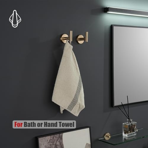 JQK Bathroom Hardware Set Champagne Bronze, 5-Piece Bath Accessories Set Wall Mount Includes 24 in Towel Bar, 7 in Towel Ring, Toilet Paper Holder, 2 Towel Hooks, BAS165-CB - Image 5