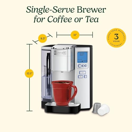 Cuisinart Coffee Maker, Single Serve 72-Ounce Reservoir Coffee Machine, Programmable Brewing & Hot Water Dispenser, Stainless Steel, Cool Grey - Image 6