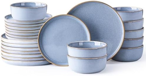 GBHOME Dinnerware Sets for 8, 24 Pieces Ceramic Plates and Bowls Set by GBhome