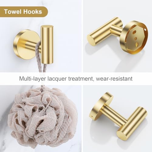 Lairuier Brushed Gold Bathroom Hardware Set, 10PCS Towel Bar Set Wall Mount - Image 5