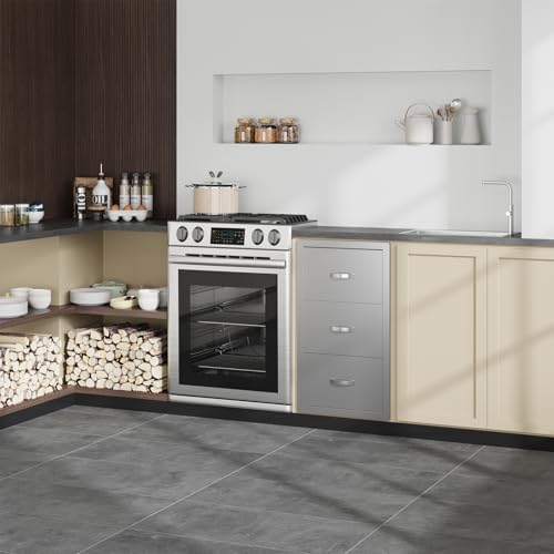 Garvee Outdoor Kitchen Drawers 17"Wx21"Dx30"H, Flush Mount Access BBQ Drawers with full Stainless Steel,Weatherproof & Rust-Resistant,for Outdoor Kitchen Island, Patio Grilling Tools & Spices - Image 2