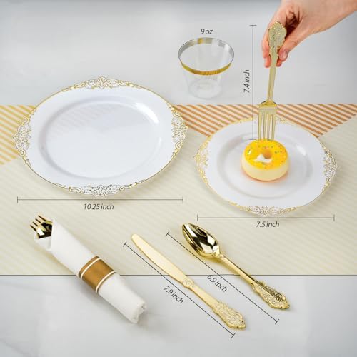 Bestluck 700PCS Gold Disposable Dinnerware for 100 Guests - Image 2