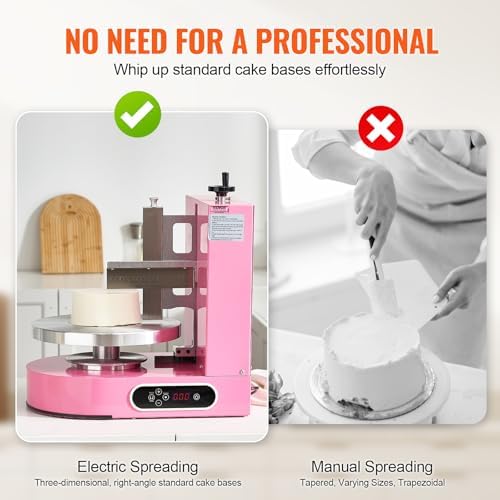 VEVOR Cake Decorating Machine, Cake Cream Spreading Coating Smearing Machine, Low Noise Cake Frosting Machine, Turntable with Adjustable Scraper, for 4" to 12" Cake, 25-320RPM Rotating Speed, Pink - Image 4