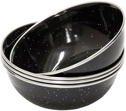 Stansport Deluxe 24-Piece Enamel Tableware Set - Enamel Plates and Bowls Lightweight and Durable Camp Dish Set for Camping and Backpacking Plates and Bowls for 4 People - Image 4
