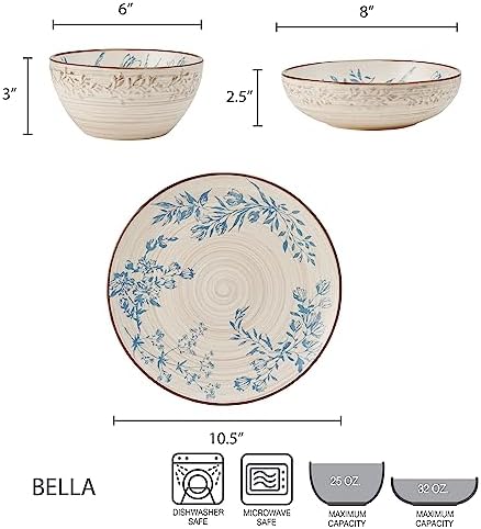 Pfaltzgraff Bella 12 Piece Dinnerware Set, Service For 4, Multicolor - Image 2