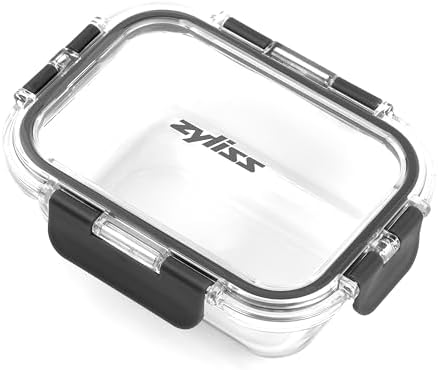 Zyliss Glass Food Storage Container 12.5oz, Shatter Resistant Borosilicate Glass, Airtight Leakproof Tritan Lid, BPA Free, Microwave, Freezer & Dishwasher Safe .37l/.39qt (6.2 x 4.7 x 2.2) by Zyliss