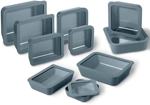 Glass Food Storage Set, 10 Containers + 10 Glass Lids, Dusk by BrivaraHome