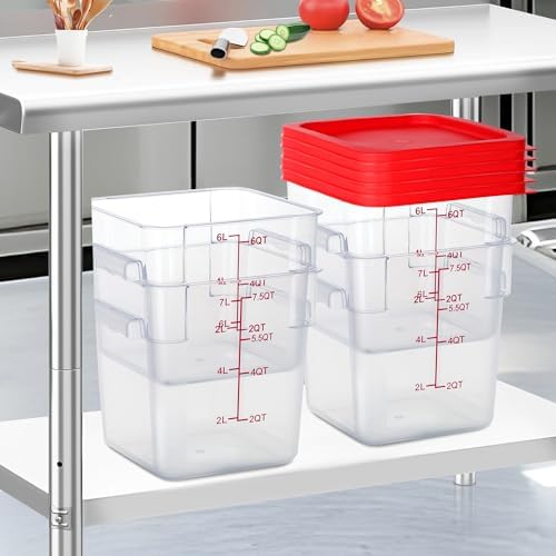4 Pack 6 Qt Square Polycarbonate Food Storage Containers with Lids - Image 5