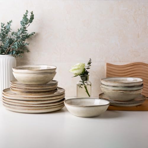 AmorArc Ceramic Dinnerware Sets for 8, 24Pcs Plates and Bowls Sets Dishes by AmorArc