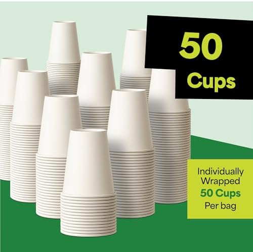 EconoHome 10 oz 50 Pack Disposable Coffee Paper Cups - Paper Cups for Hot and Cold Drinks, Tea, Water, and Juice - Image 7