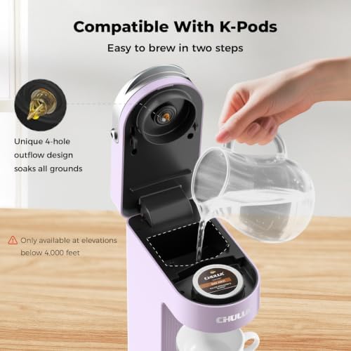CHULUX Compact Single Serve Coffee Maker Brewer for K Cup Pod, Light Violet - Image 2