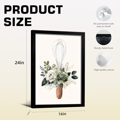 Doqueodas 3Pcs Sage Green Plants Flowers Kitchen Canvas Wall Art 16x24 inch - Image 5