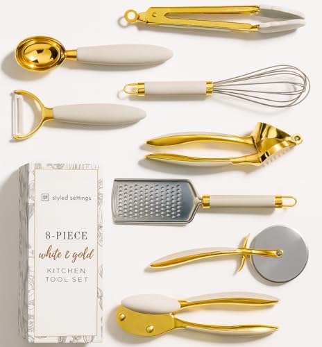 Styled Settings White & Gold Cooking Utensils Set, 8-Piece by STYLEDSETTINGS
