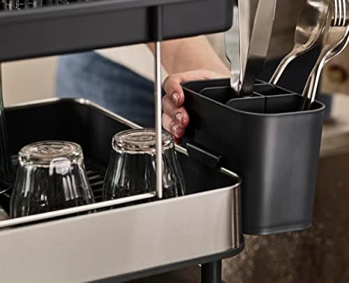 Joseph Joseph Dish Drying Rack with Wine Glass Holder - Space-Saving 2-Tier Design with Fast Draining System - Image 3