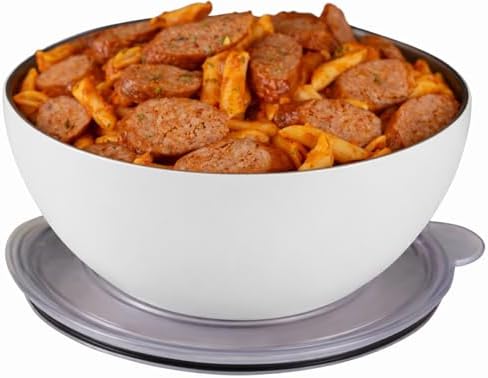served Large Insulated Serving Bowl with Lid (100oz/3QT) - Double-Walled Stainless Steel Bowl for Hot & Cold Food - Vacuum Insulated, Spill-Resistant Thermal Bowl for Parties, Casseroles, Tailgates by served