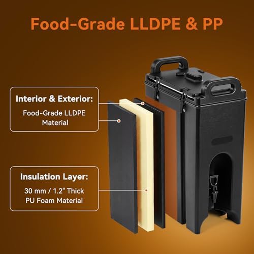 Insulated Beverage Dispenser 5 Gallon Set of 2, Food-grade LLDPE Hot and Cold Beverage Server, Thermal Drink Dispenser with Two-Stage Faucet Handle for Restaurant, Included Cup Holder - Image 7