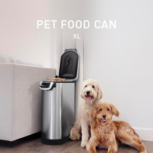 simplehuman 35 Liter, 40 lb / 18.1 kg X-Large Pet Food Storage Container for Dog Food, Cat Food, and Bird Feed, Brushed Stainless Steel - Image 2