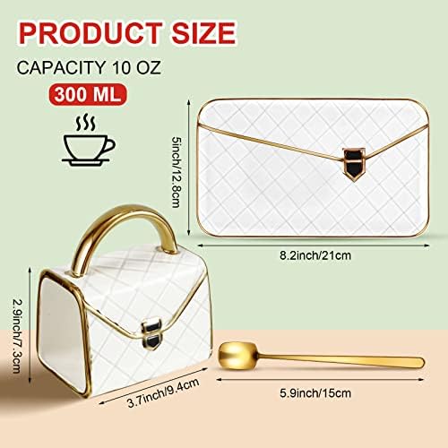 Zubebe 1 Set Coffee Mug Elegant Handbag Shaped Cup,White - Image 2