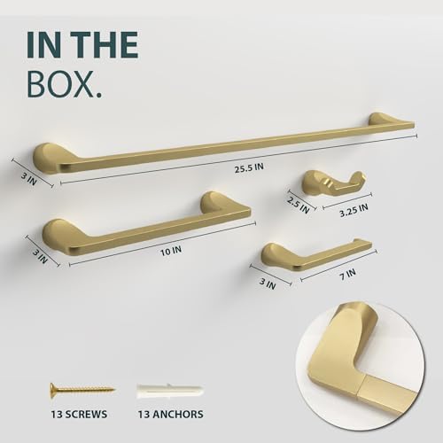 Mega Handles Bathroom Accessory Set Satin Brass - 4-Piece, Towel Bar, Hooks - Image 3