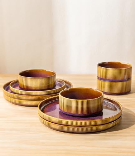 TheTerra Ceramic Dinnerware Set for 8, 24-Piece Plates and Bowls Set - Image 5