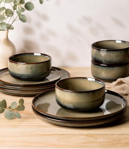 TheTerra Ceramic Dinnerware Set for 4, 16-Piece Plates and Bowls Set - Image 4