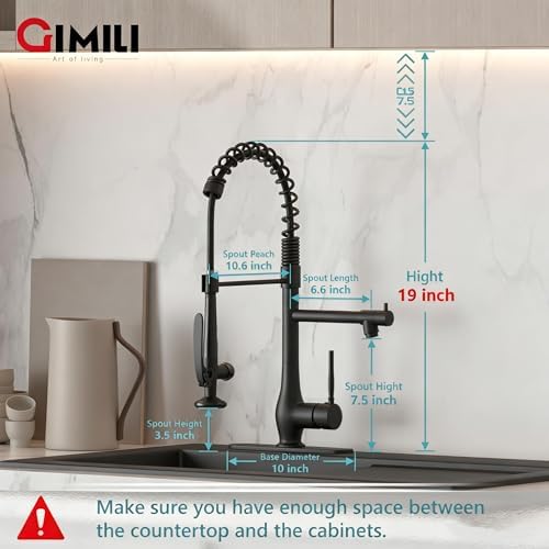 GIMILI Matte Black Commercial Kitchen Sink Faucet with Soap Dispenser - Image 2