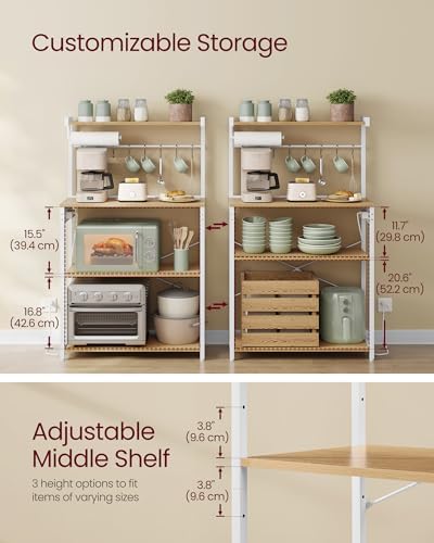 VASAGLE 4-Tier Kitchen Bakers Rack with Power Outlet, 31.5-Inch Wide - Image 2