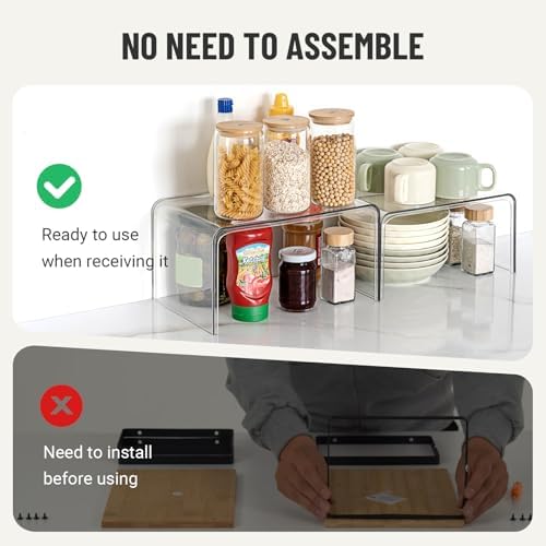Bobomoment Clear Cabinet Organizer, Stackable Shelf Organizer Set of 2 - Image 3
