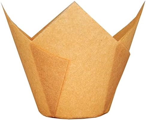QLSmypkg Extra Large Jumbo Muffin Greaseproof paper Baking cupcake cups, 2-1/4" x 3-3/4" Natural Tulip Baking Cup Case of 125 pcs (Extra Large) (125) by QLSmypkg