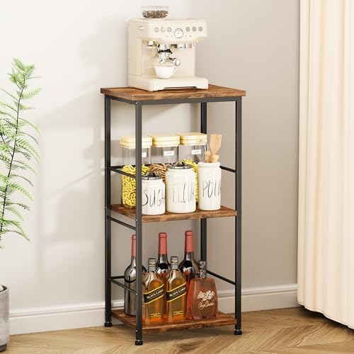 SWTYMIKI Coffee Bar Cabinet for Home - 3-Tier Sturdy Farmhouse Coffee Stand Station Multi-Purpose Buffet Sideboard - Kitchen Bar Table for Living Room, Corner, Small Space, Espresso by SwtyMiki-TidyHomeSweetLife