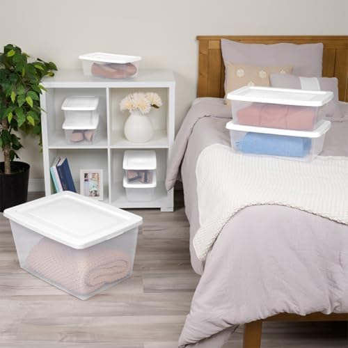 Sterilite Clear Storage Box Stackable Tote, 58 Quart, 12-Pack - Image 5