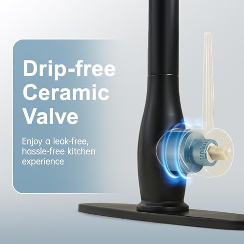 GIMILI Black Gold Kitchen Faucet with LED Light and Pull Down Sprayer - Image 5
