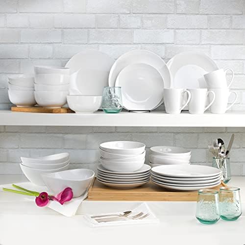 Euro Ceramica Essential Collection Porcelain Dinnerware and Serveware, 16 Piece Dinnerware Set, Service for 4, Classic White - Image 2
