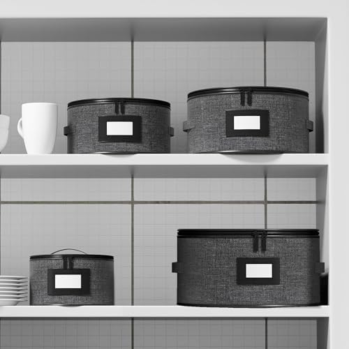 Aokeyee 4-Piece Plate Storage Set, Hard-Shell Dinnerware Organizer, Grey - Image 6