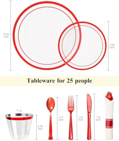 Goodluck 175 Pcs Red Disposable Plates, Plates and Napkins Party Supplies - Image 3