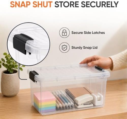 Superio 1.4 Quart Mini Clear Plastic Storage Container with Lid, Stackable Small Organizer Box for Crayons, Art Supplies, Beads, Sewing, Stationery & Food Storage, 3 Pack - Image 6