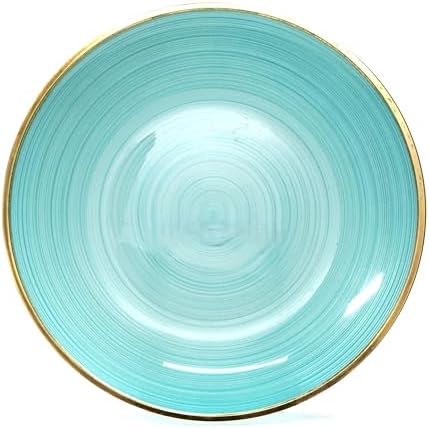 " OCCASIONS " 120 Plates Pack,(60 Guests) Premium Wedding Party Disposable Plastic Plates Set -60 x 10'' Dinner + 60 x 7'' Salad/Dessert (Belize, Aqua & Gold) - Image 2