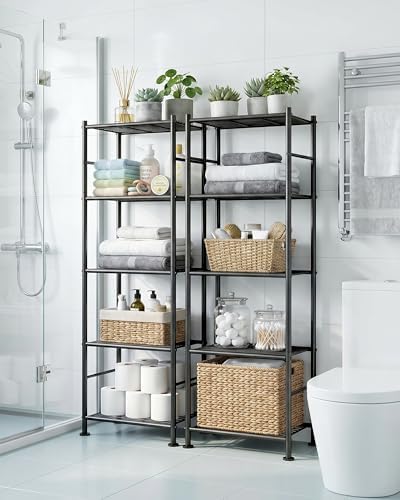 Sakugi 2-Pack 5-Tier Metal Storage Shelves, 18.4"x12.6"x57.4", Black - Image 2