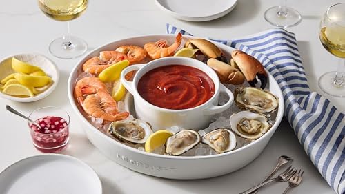 Le Creuset Stoneware Signature Oval Chip and Dip Platter, 13", White - Image 5