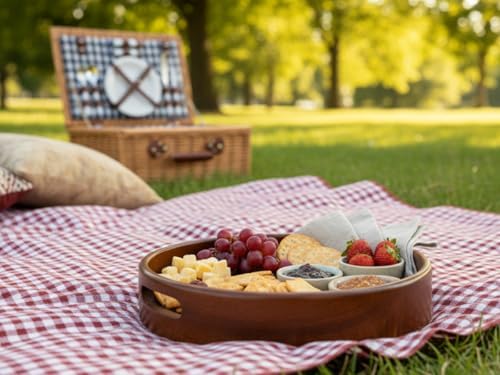Vesta Homes Premium Wood Round Serving Tray for Home/Kitchen/Restaurant/Office Organizer/Dining Table | Premium Serving Trays | 30.5 x 30.5 x 5 cm | Handcrafted in India - Image 7