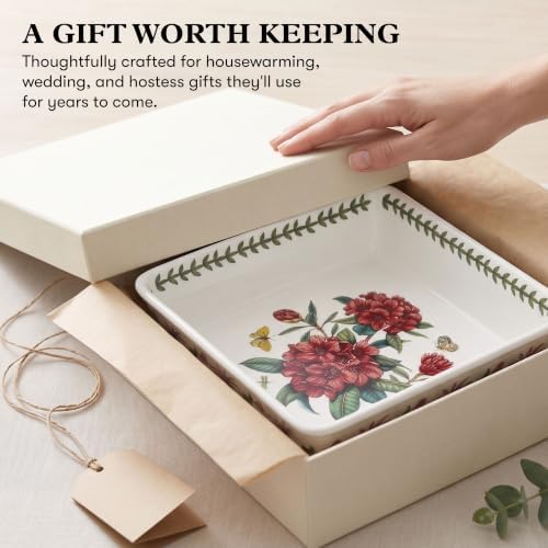 Portmeirion Botanic Garden 10" Square Baking Dish, Rhododendron Motif - Durable Porcelain Baking Dish with Chip-Resistant Glaze, Dishwasher, Microwave, Freezer, Oven Safe - Stylish Serveware - Image 6