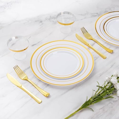 Goodluck 420 Pieces Gold Disposable Plates for 70 Guests - Image 2