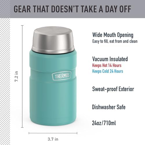 THERMOS Stainless King Food Jar with Bowl, 24oz, Matte Teal - Image 2